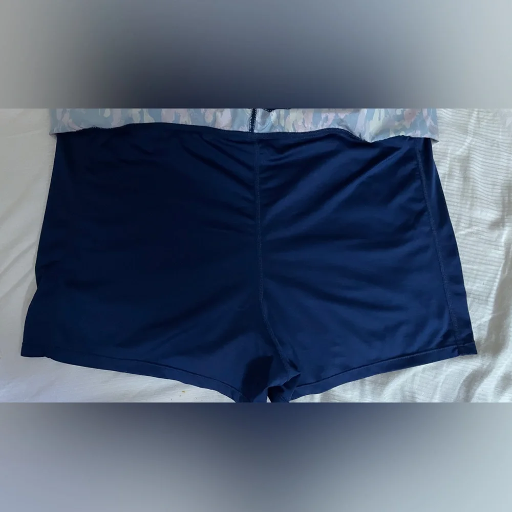 ZELOS navy/blue tennis skirt/skort, mauve & neon yellow leopard spots, Like New - Picture 5 of 6
